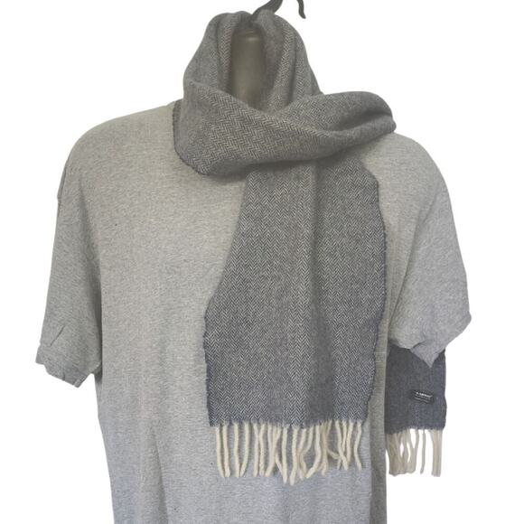 IL Moro Frienze Herringbone Scarf Gray Blue  Mens OS Italy - Picture 2 of 4